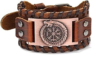 Runic Compass Bracelet, Handmade Leather Cuff Bracelet, Celtic Pagan Bracelet, Nordic Viking Bracelet for Men