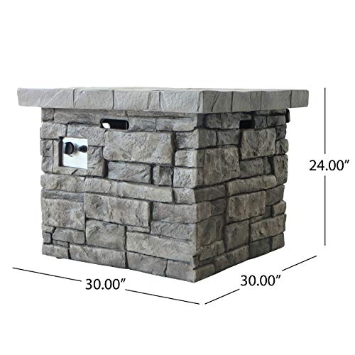 Christopher Knight Home Angeles Outdoor Square Fire Pit - 40,000 Btu, Grey #TOP5