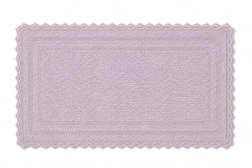 Royal Blaze Crochet Bath Rug 100% Cotton Reversible, 20”x30” Soft Grey Rectangular Bath Mat, Reversible Plush Tufted Loop Design with Decorative Edges, Thick Bathroom Rug