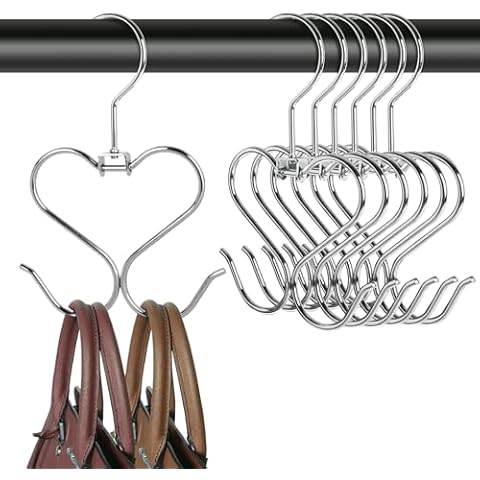 AnDocK Purse Organizer Hanger for Closet, 6 Pack Heavy Duty Rotatable Design Hang Bag Rack, 6.5 Inch Large Size Closet Hook for Hanging Purse, Backpack and Handbag, Keep Bag Visible and Great Shape Cover