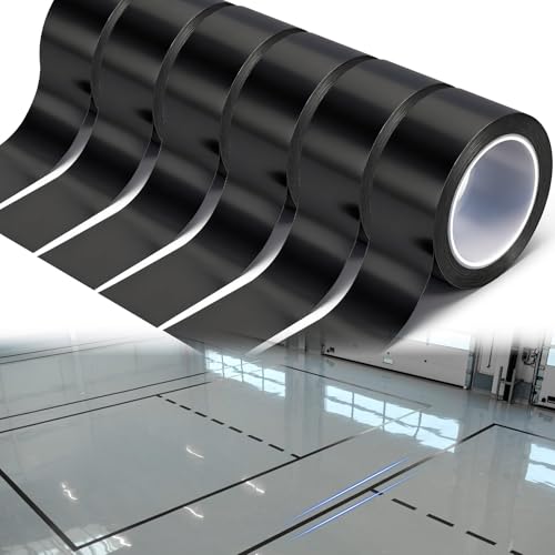 Pangda 6 Rolls 2 x 33 Yards Black Floor Marking Tape and Dance Splicing Tape Warning Safety Durable Non-Abrasive for Social Distancing Gyms Athletics Restaurant Equipment and More