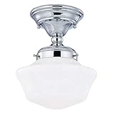 8-Inch Chrome Schoolhouse Semi-Flushmount Ceiling Light