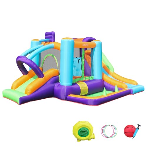 Image of AirMyFun Bounce House for Kids and Toddler, Inflatable Bouncy Castle with Blower Outdoor Indoor Backyard Jumping House with Slide (82003)