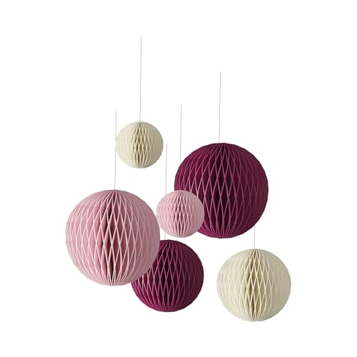 CAM ET Leon - 22632 - Boules Alvéolées - Lot de 6 - Accessoires Décoration Fête Anniversaire Adulte, Enfant - Rose