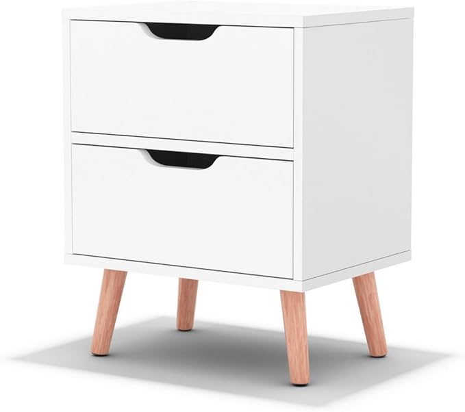 Artiss Bedside Table White Board Side Tables Storage 2 Drawer Nightstand Cabinet 50cm