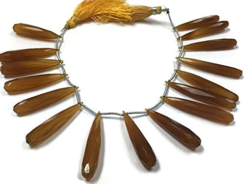 Chalcédoine brune en briolettes allongées, l'élégance de la terre pour bijoux d'exception