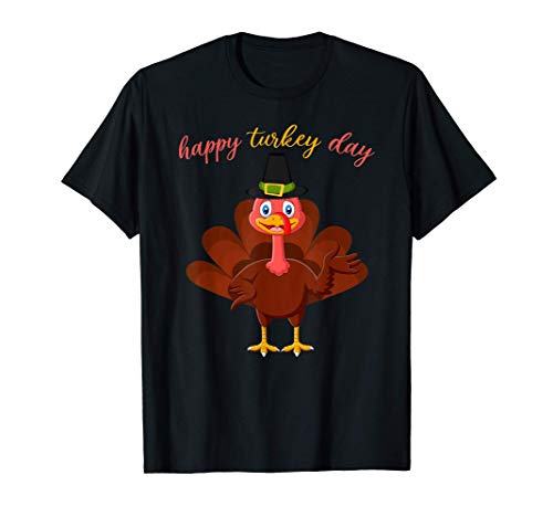 Happy Turkey Day Divertente Regalo Thanksgiving Donna Uomo Maglietta