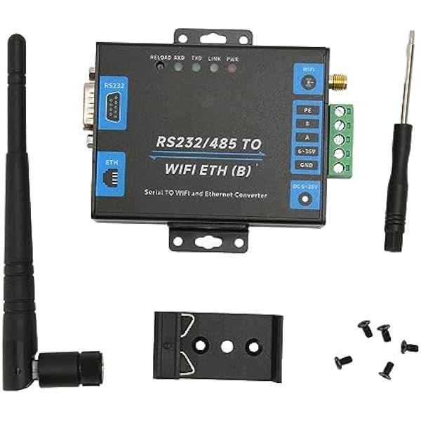 Naroote RS232 RS485 Adapter Szeregowy na Ethernet Profesjonalna Bramka IoT do zastosowań Przemysłowych Stop Aluminium