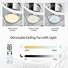 OFANTOP Ventilateur de plafond encastré avec lumières et télécommande, ventilateur de plafond silencieux à moteur DC Wifi 3 pales blanches pour salon, chambre à coucher, patio, 132CM