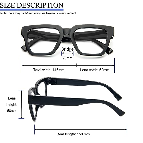 Image of Modern Square Reading Glasses 4 Pack Oversized Eye Glasses Blue Light Blocking Eyestrain Relief