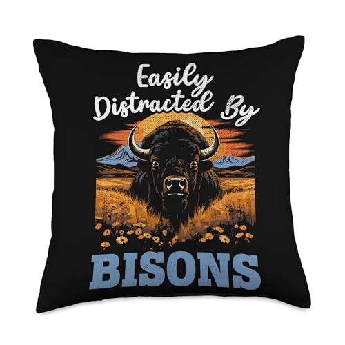 Bison Lover Wildlife Animal Buffalo SteMi Apparel Bison Lover Wildlife Animal Wild Bull American Buffalo Throw Pillow, 18x18, Multicolor