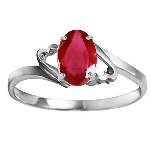 Imagen de 1,15 quilates anillo de oro blanco de 14 K Sólido con Natural ovalado Ruby