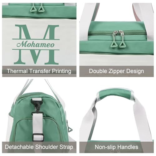 Personalized Travel Duffel Bag with Name - Custom Letter Oxford Cloth Gym Bag with Shoes & Wet Pockets Sport Bag Weekender Overnight Bag for Traveling for Women Men Gift for Christmas Groomsman Brides3