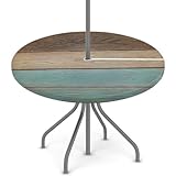 Runde Outdoor-Tischdecke mit Schirmloch, Holzstruktur, taillierte runde Tischdecke mit elastischem, wasserdichtem Reißverschlusstuch, Regenschirm, Tischtuch für Terrasse, Picknick, 91,4 cm - 111,8 cm