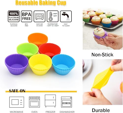 Image of TAGPR Silicone Air Fryer Liners 8 Inch Round Reusable Basket with Ear Handles Non-Stick Heat Resistant Silicone Baking Tray Air Fryer Pot for Cooking & Oven Use (Combo 4)