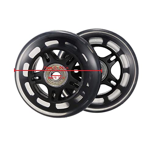 Lotowelzon 2Pcs Luggage Suitcase Replacement Wheels, 70Mm Rubber Inline Roller Skate Wheels With 8Mm(0.31") Abec-7 608Zz Bearings Repair Kits (Black&Clear, Od70Xw24Mm/2.75" X0.94) #TOP3