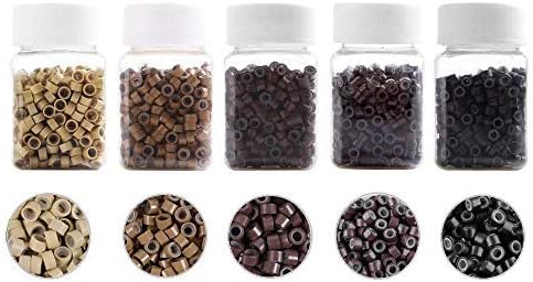 2500 pieces Seamless hair extension micro ring link beads 5mm silicone lined beads suitable for human hair extensions