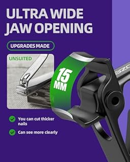 SZQHT Ultra Wide Jaw Opening Nail Clippers Set, Toenail Clippers for Thick Nails, Heavy Duty Nail Cutter, Stainless Steel Toe Nail Clippers for Seniors, Men & Women Manicure,Pedicure,Big(Black)