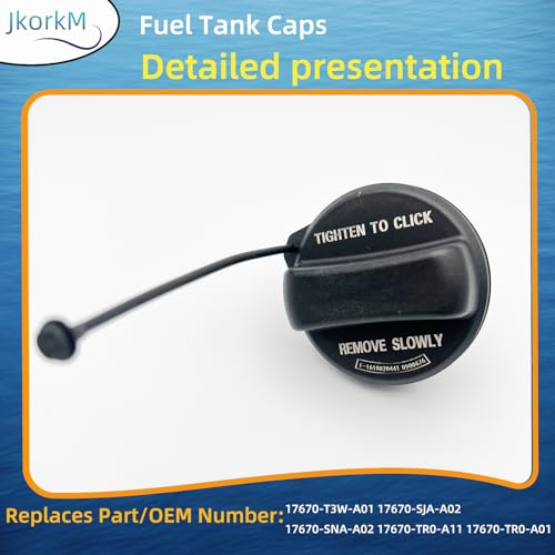Image of 17670-T3W-A01 Gas Cap, Fuel Cap Compatible For Honda 2008-2017 Accord 2006-2015 Civic 2010-2015 Crosstour 2007-2016 CR-V 2016-2018 HR-V 2010-2014 Insight 2011-2017 Odyssey, OEM 17670T3WA01