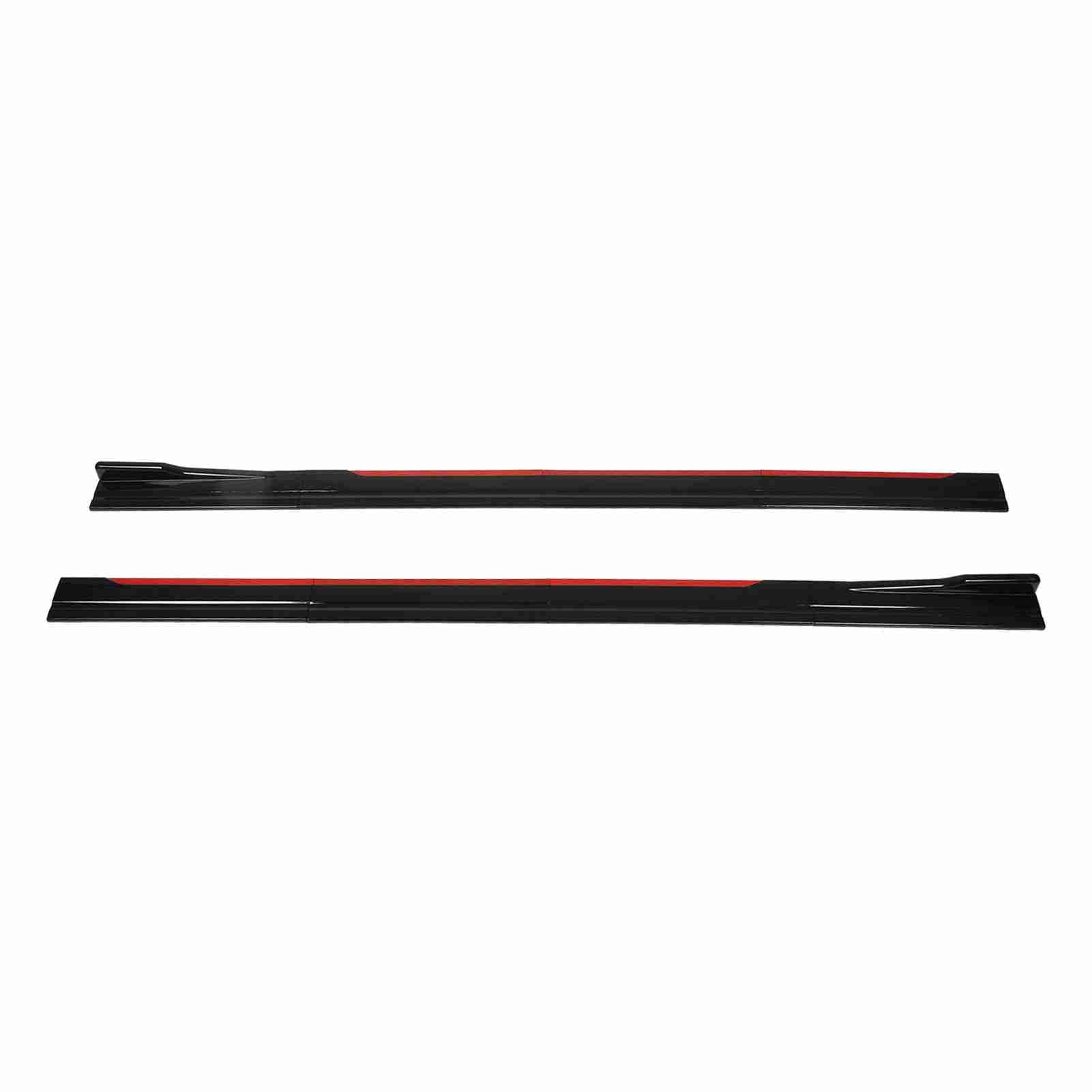 Faldón Lateral con Diseño de Carrocería de Coche con Ala Difusora de Divisores, Borde Rojo Negro Brillante, Ajuste Universal para. y