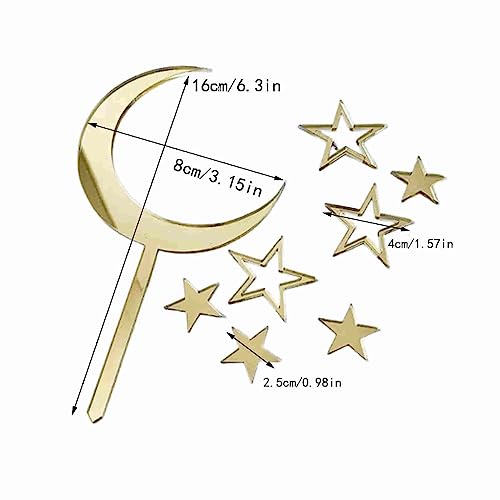 Topo De Bolo LUA COM ESTRELAS 16CM - UN