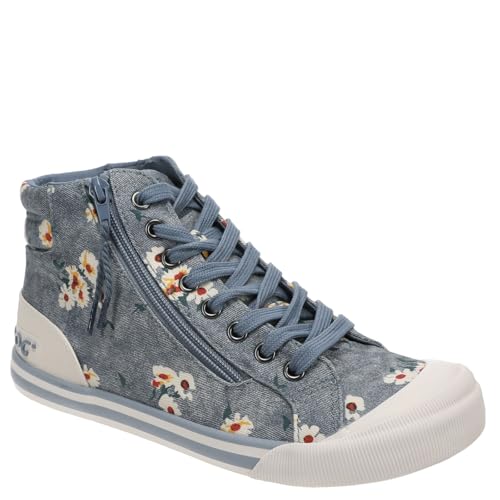 Image of Blue Floral High Top Jazzin Sneaker by Rocket Dog