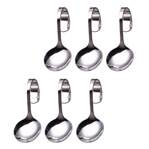 Artibetter Cuillère à Dessert en Acier Inoxydable Argentée Lot de 6 Cuillères à Manche Courbé pour Salade et Dessert pour Hôtels