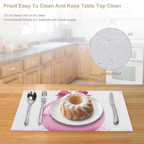 Set de table Noël rose en vinyle tissé durable de qualité premium
