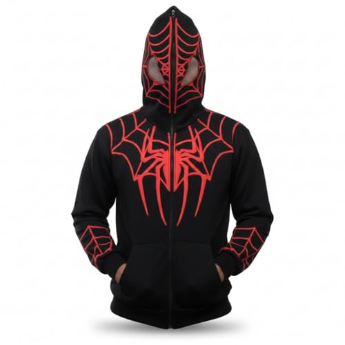 Image of EXOTIX Trendy Style Hoodie with Mask | Streetwear Oversized Pullover Sweatshirt | Winter Casual Wear for Men & Women | Unisex Black Superhero Hoodie for Boys & Girls