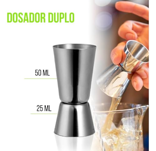 Kit Coqueteleira Premium 4 Itens – 750ml + Dosador + Socador + Colher Bailarina