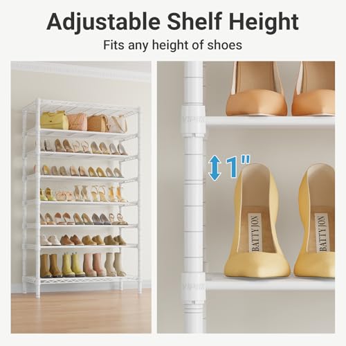 Image of VIPEK S1 Plus Shoe Rack, 8-Tier Extra Wide Heavy Duty Shoe Organizer, Large Capacity Metal Shoe Cabinet Up to 40 Pairs, Adjustable & Detachable Shoe Storage for Entryway /Bedroom /Closet, 750 lbs White