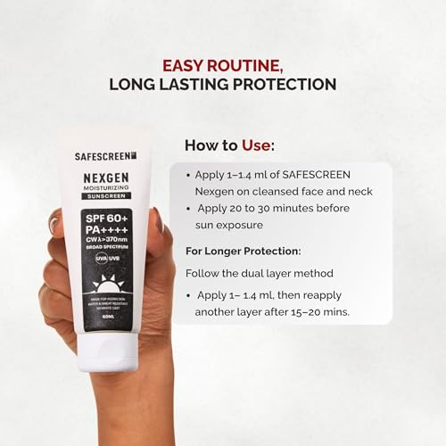 Image of CHOSEN SAFESCREEN NEXGEN SPF 60+ Moisturizing Sunscreen | 10-Hour Water Resistant Sunscreen with Blue Light Protection | For Dry Skin | 60ml