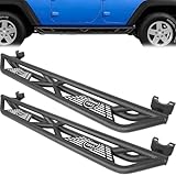 Running Board Nerf Bar Side Step Compatible with 2007-2018 Jeep Wrangler JK JKU Unlimited 4 Doors, Off-Road Heavy-Duty Steel Side Steps Plates Rock Sliders Rails, Two Stairs