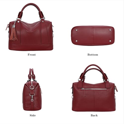 Image of HESHE Womens Genuine Leather Purse Satchel Tote Bags Ladies Real Leather Bags Crossbody Handbags