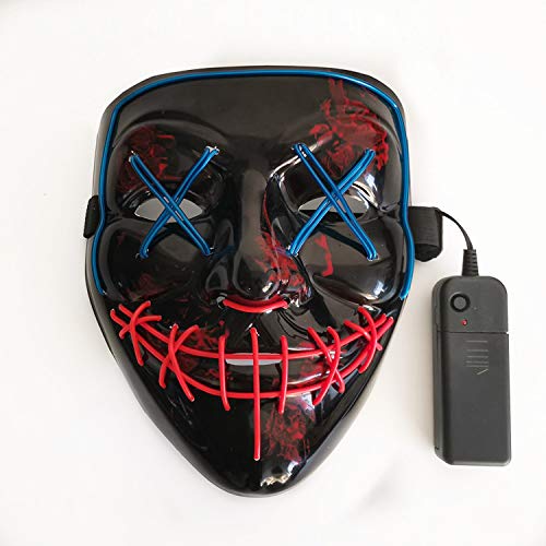 Kaliwa Masque LED Halloween, Masques La Purge LED Le nouveau masque d'Halloween Masque American Nightmare Festival Cosplay Costume Décorations de Fête, Alimenté par Batterie