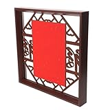 BESPORTBLE Marco de Fotos Rectangular de Madera Diseño Calado Hueco Doble Cara Color Rojo Papel Dorado Soporte para Exhibición de Caligrafía y Tarjetas Adorno de Escritorio Decorativo