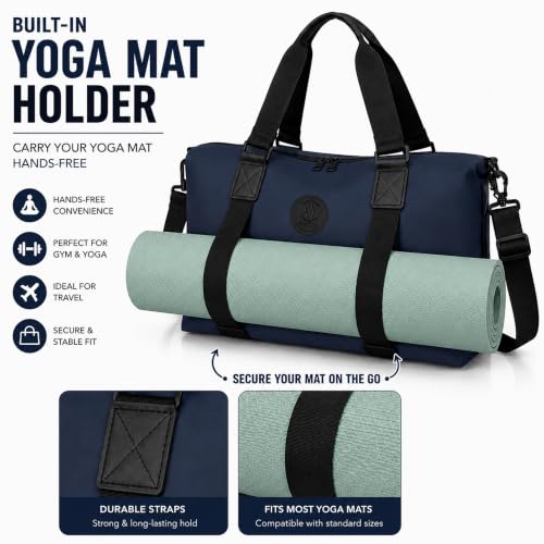 Image of Storite Travel Duffel Bag for Women & Men, Water-Resistant Nylon Weekender Bag with Adjustable Shoulder Strap, Lightweight Overnight Luggage Bag for Travel, Sports & Daily Use (Navy Blue)