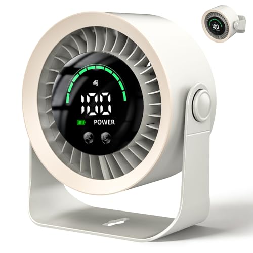 DDKJ Ventilador de Mesa Silencioso,100 Ajustes Continuos,Pantalla LED,4000mAh USB Recargable,Batería Hasta 13 Horas,2 en 1 Ventilador de Escritorio/Pared para Casa,Oficina, Cocina-Blanco DDKJ Ventilador de Mesa Silencioso,100 Ajustes Continuos,Pantalla LED,4000mAh USB Recargable,Batería Hasta 13 Horas,2 en 1 Ventilador de Escritorio/Pared para Casa,Oficina, Cocina-Blanco