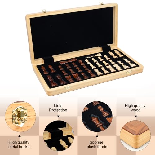 Juego de Ajedrez de Madera Magnético Plegable 15 Pulgadas miniatura 4