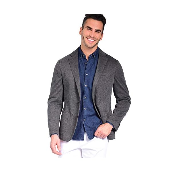 Craft & Soul Men's Slim Fit Casual Comfort Knit Blazer Sport Coat Jacket Charcoal Grey