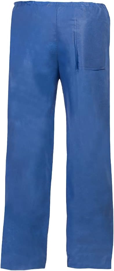 TRONEX Multilayer Spunbond Blue Disposable Scrub Pants with Back Pockets Fluid Resistant Bottoms