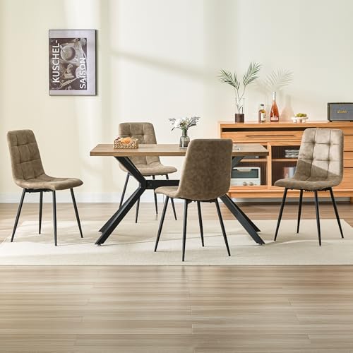 Miniatura 2 de Lewe Juego De 2 Sillas De Comedor, Sillas De Cocina De Tela, Silla Tapizada, Silla De Visita, Silla De Salón Con Respaldo, Patas De Metal, Silla De Comedor, Cocina Y Salón