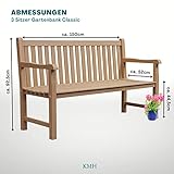 KMH Teak 3-sitzer Gartenbank Classic 150 cm - 3