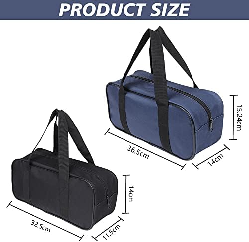 Small Tool Bag, 2 Pcs Tool Pouch Bag, Wide Open Mouth Small Tool Box Organisers, Water-resistant Muti-Purpose Tote Tool Bags, Heavy Duty Toolbag for Tools Storage, Tool Gifts for Men (Blue + Black)