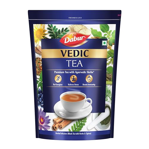 Dabur Vedic Tea – 950 Gm (Black Tea), Chai Handpicked From Assam, Nilgiri & Darjeeling, Soulful Aroma & Rich Taste, Premium Tea Loose Leaves