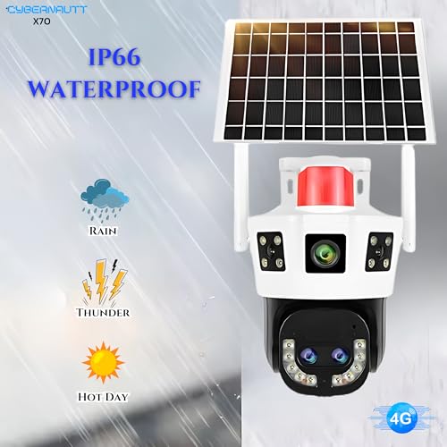 Image of XUGA Cybernautt X7O 8MP AI Powered 2 Lens 3 Views 4G Sim Linkage Solar CCTV Camera | 2 Way Talk | Colour Night Vision | Alarm | 10X Zoom | Weatherproof | PTZ |Upto 256GB | Use Air-tel 4G Sim