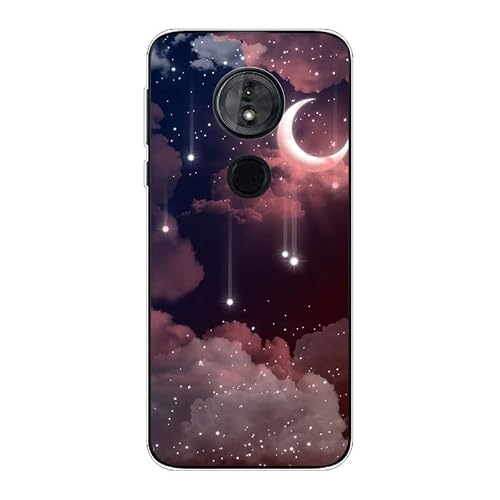 Image of KARTXITAI Case compatible with Motorola Moto G6 PLAY,Shockproof Slim Thin Silicone Protective Anti-Fingerprint Anti-Scratch Anti-Fall phone cover - Stars moon clouds sky