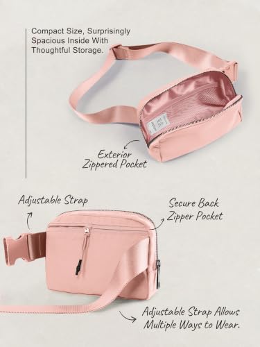 Image of ODODOS Unisex Mini Belt Bag with Adjustable Strap Small Fanny Pack for Workout Running Traveling Hiking, Light Pink