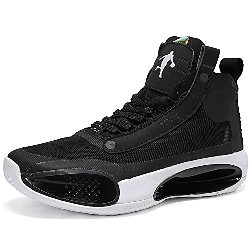 LEOED Men's High Upper Basketball Shoes,Breathable Sports Shoes,Anti Slip Sport Sneakers,Cushion Wearable Training Running Shoes,Lightweight Professional Basketball Shoes Black Size 11