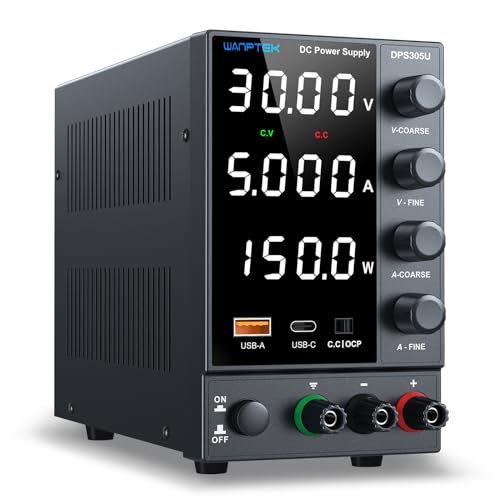Image of DC Power Supply Variable 0-30V 0-5A, Adjustable Regulated Bench Power Supply with Encoder Knob Coarse & Fine Adjustment, OCP Protection,5V /3.6A USB & Type-C Fast Charge for Lab Testing & Repair